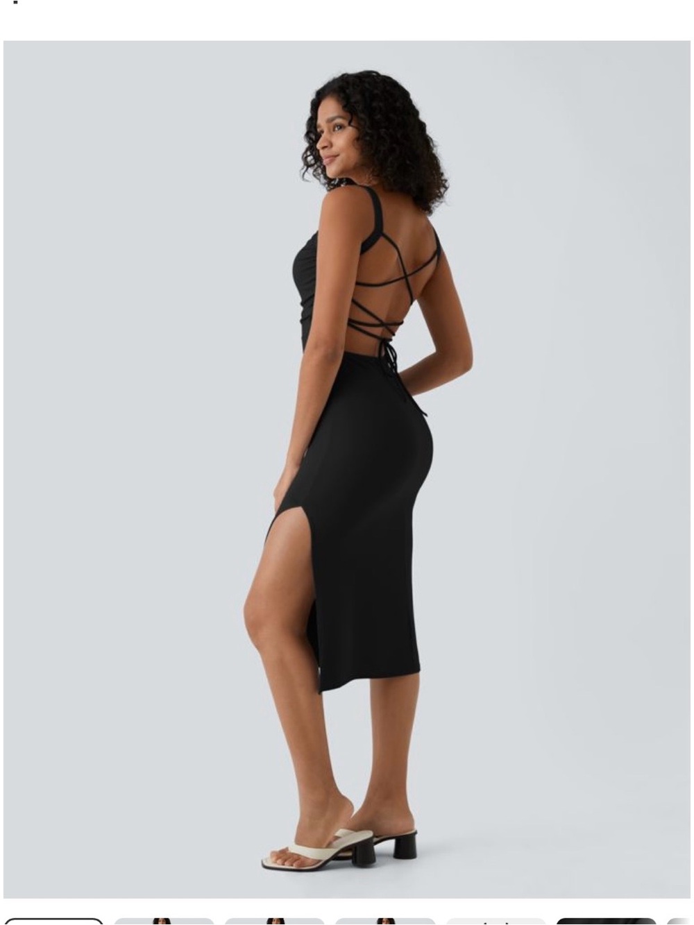 HALARA Women's Black Strappy Back Midi Dress